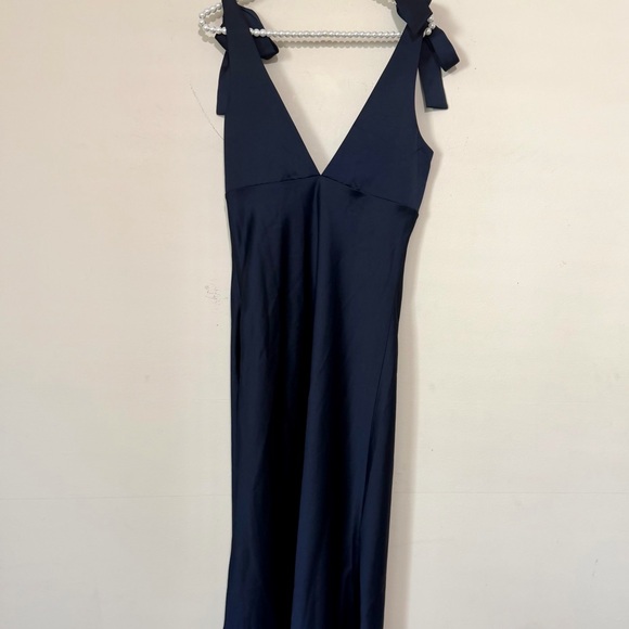 Sachin + Babi BHLDN Hudson Satin Navy Blue Tie Strap Midi Dress NEW SZ 10 - Picture 8 of 8